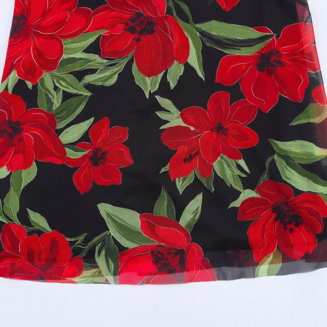 Violeta | Vestido Largo de Tul Estampado con Escote en V y Tirantes