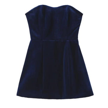 Noa | Vestido Mini de Terciopelo Sin Tirantes y Espalda Descubierta