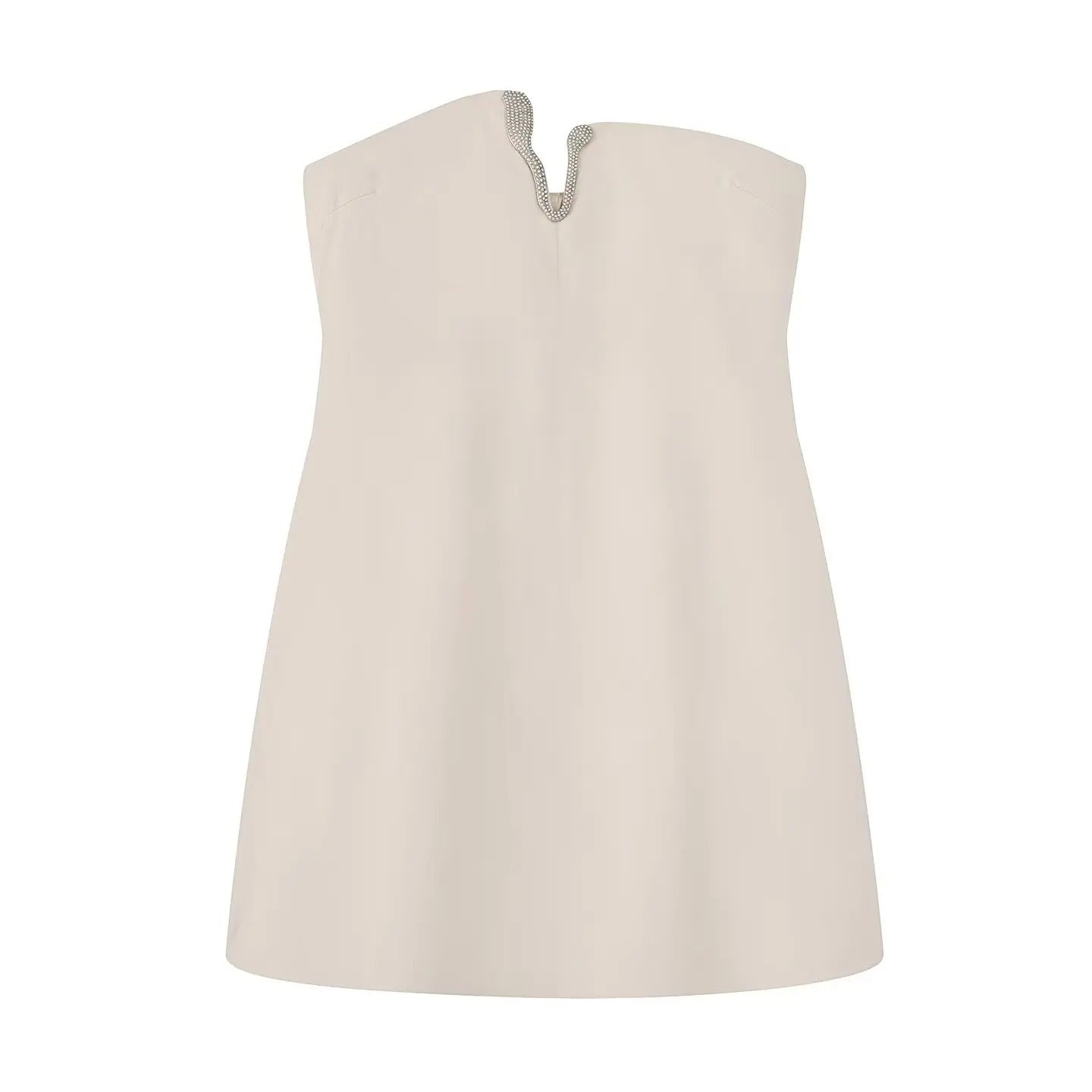 Crystal | Vestido Mini Strapless con Detalles de Brillantes