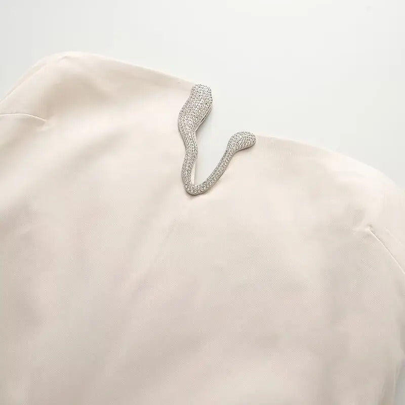 Crystal | Vestido Mini Strapless con Detalles de Brillantes