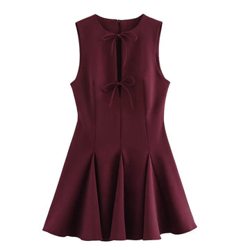 Siena | Vestido Mini Sin Mangas con Lazo Decorativo