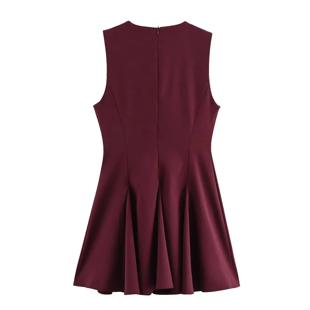 Siena | Vestido Mini Sin Mangas con Lazo Decorativo